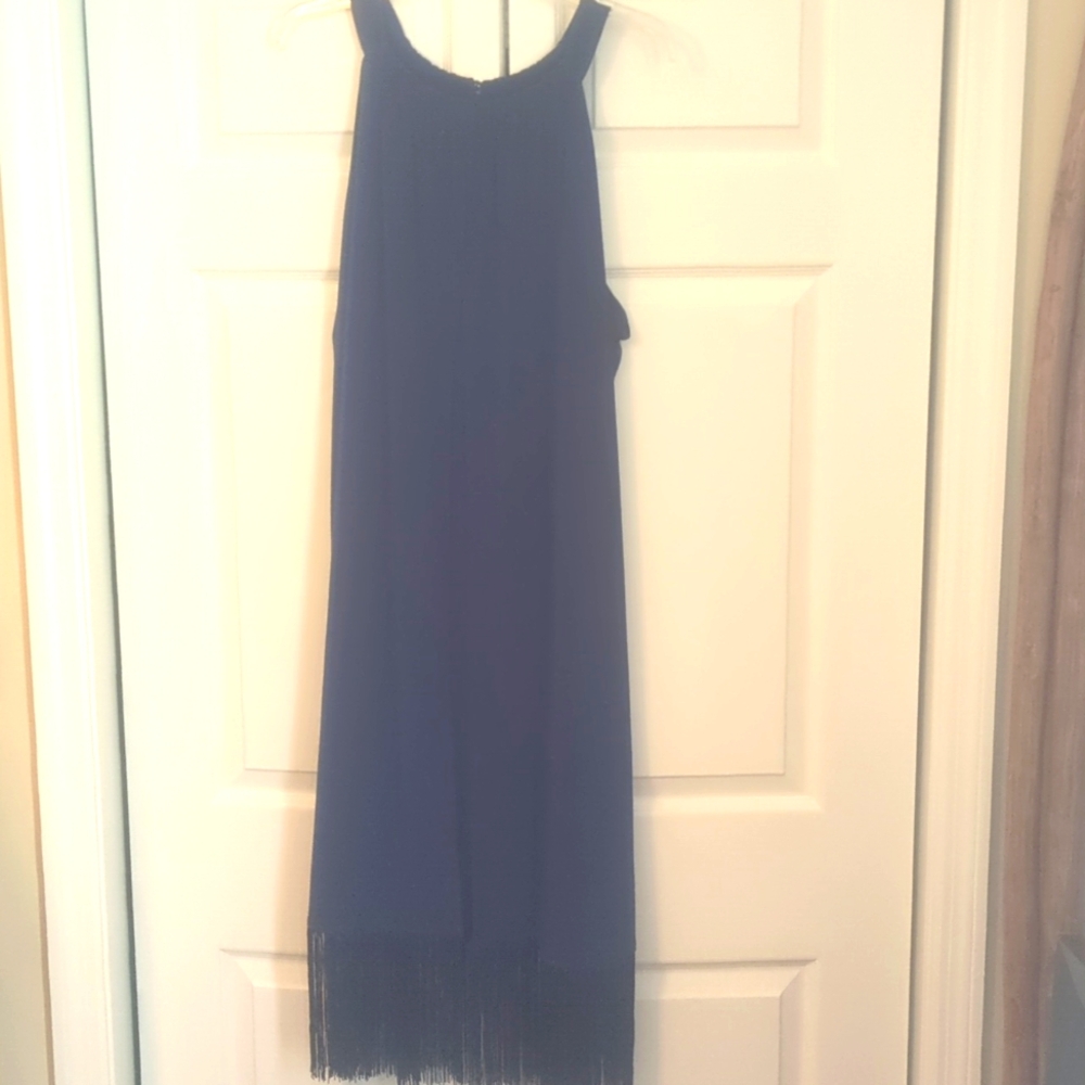 Chico's Royal Blue Sleeveless Dress with Black Fringe